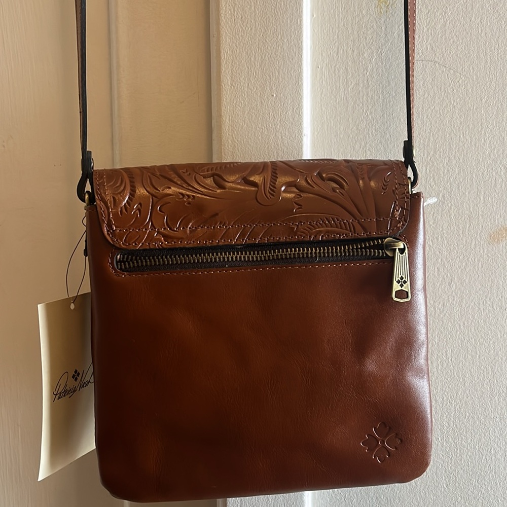 Patricia Nash Brown Embossed Leather Crossbody Bag - Picture 3 of 7